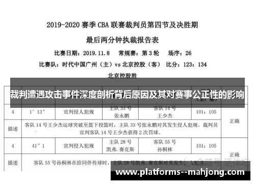 裁判遭遇攻击事件深度剖析背后原因及其对赛事公正性的影响
