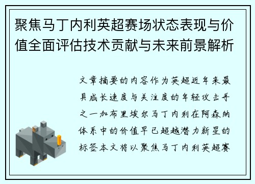 聚焦马丁内利英超赛场状态表现与价值全面评估技术贡献与未来前景解析